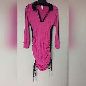 Daily Practice (Anthropologie) Long-Sleeve Colorblock Polo Midi Dress (SMALL)